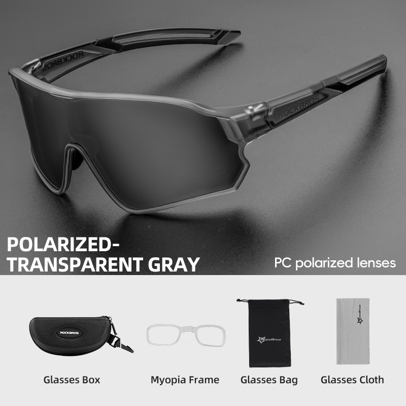 ROCKBROS Cycling Sunglasses Polarized Photochromic Lens Adjustable UV400 Myopia Frame Outdoor Sports Goggles