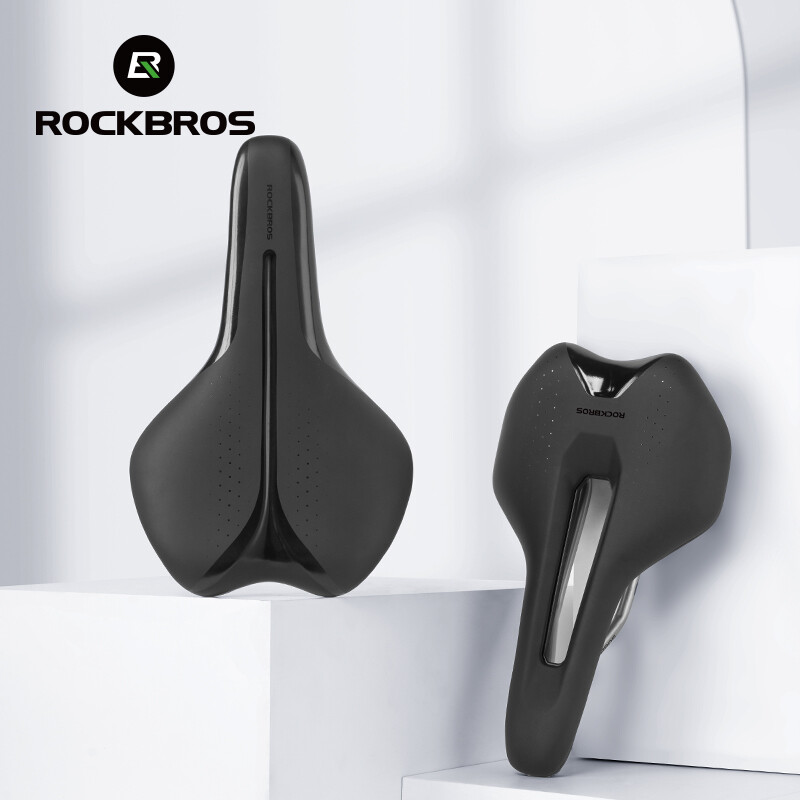 ROCKBROS Bicycle Saddle Men Women Lightweight Waterproof Breathable Shockproof Road Bike MTB Seat Cushion Hollow Comfortable Stable Cycling Equipment