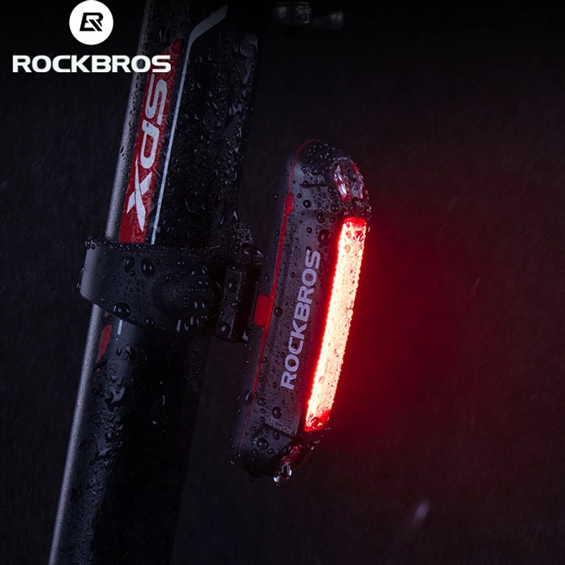 ROCKBROS Bicycle Light Waterproof Bike Taillight LED USB Rechargable Safety Back Light Riding Warning Saddle Bike Rear Light