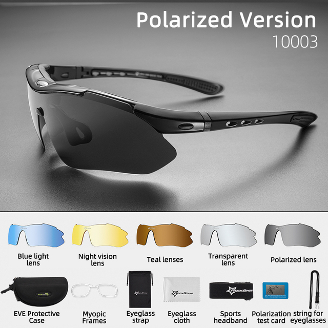 ROCKBROS Sports Men Sunglasses Road Cycling Glasses Mountain Bike Bicycle Riding Protection Goggles Eyewear 5 Lens