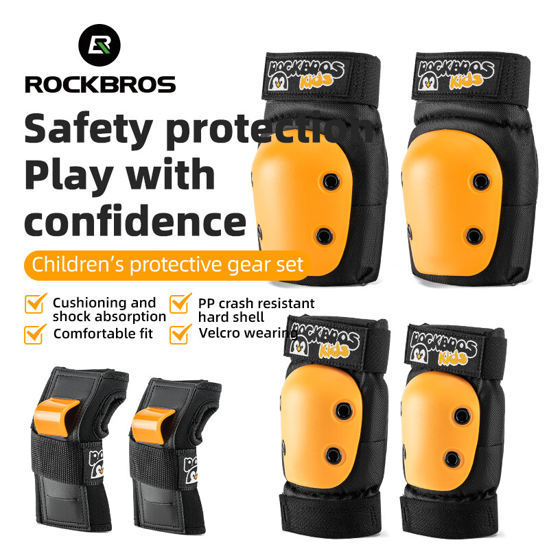 ROCKBROS 6Pcs Kids Knee Pads Elbow Pads Guards Protective Gear Set Safety Gear for Roller Skates Cycling Bike Skateboard Inline Riding Sports