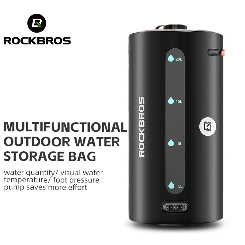 ROCKBROS Water Storage Bag Portable Camping Outdoor Large Capacity Shower Bag Watering Flower Car Wash Visible Temperature Capacity Outdoor Equipment Accessory