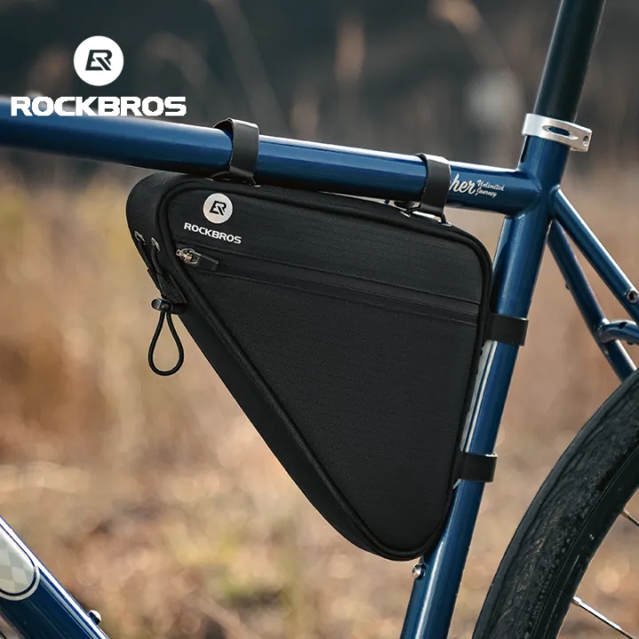 ROCKBROS Bike Triangle Frame Bag With Zipper Closure And Reflective Logo 1.5L Big Capacity Edge Design Cycling Bags