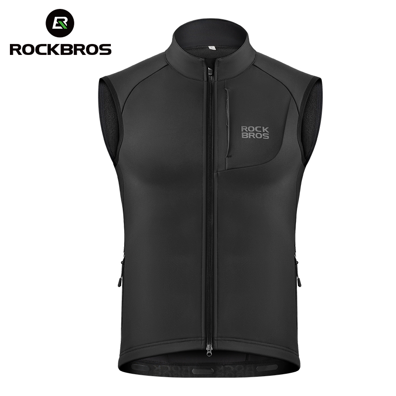 ROCKBROS Cycling Jersey Windproof Fleece Warm Cycling Jacket with Pocket for Men Sports Clothing