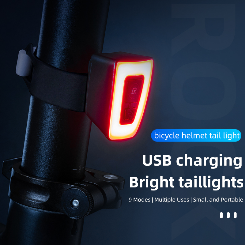 ROCKBROS Bicycle Light Waterproof Bike Taillight LED USB Rechargable Safety Back Light Riding Warning Saddle Bike Rear Light