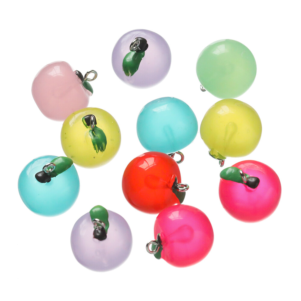 St.kunkka 2Pcs 17.5x19.5mm Resin Jelly Color Apple Pendant Fashion Accessories For Handmade DIY Bracelet Necklace