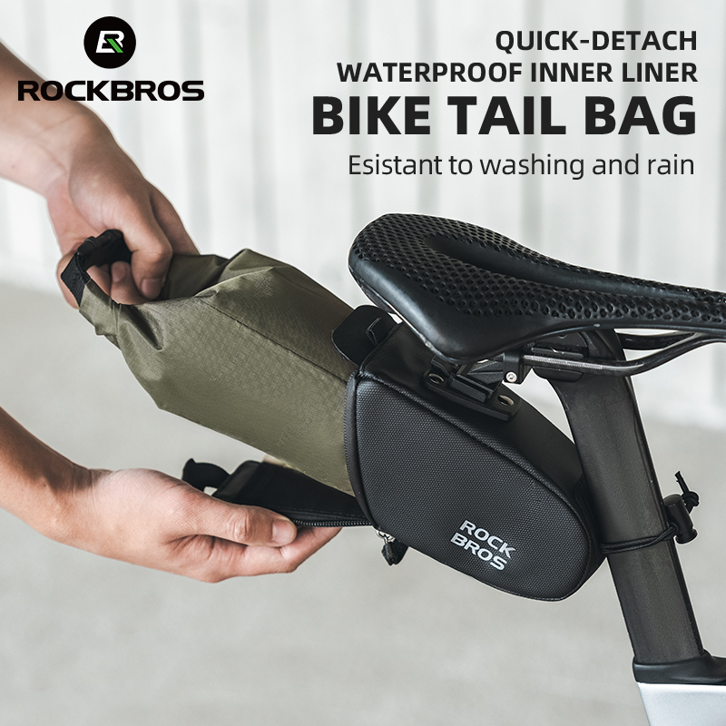 ROCKBROS Bicycle Waterproof Tail Bag Expandable Capacity Design Multi-layer Split Rear Saddle Split Adjustable Bag Road Bike MTB cycling riding equipment