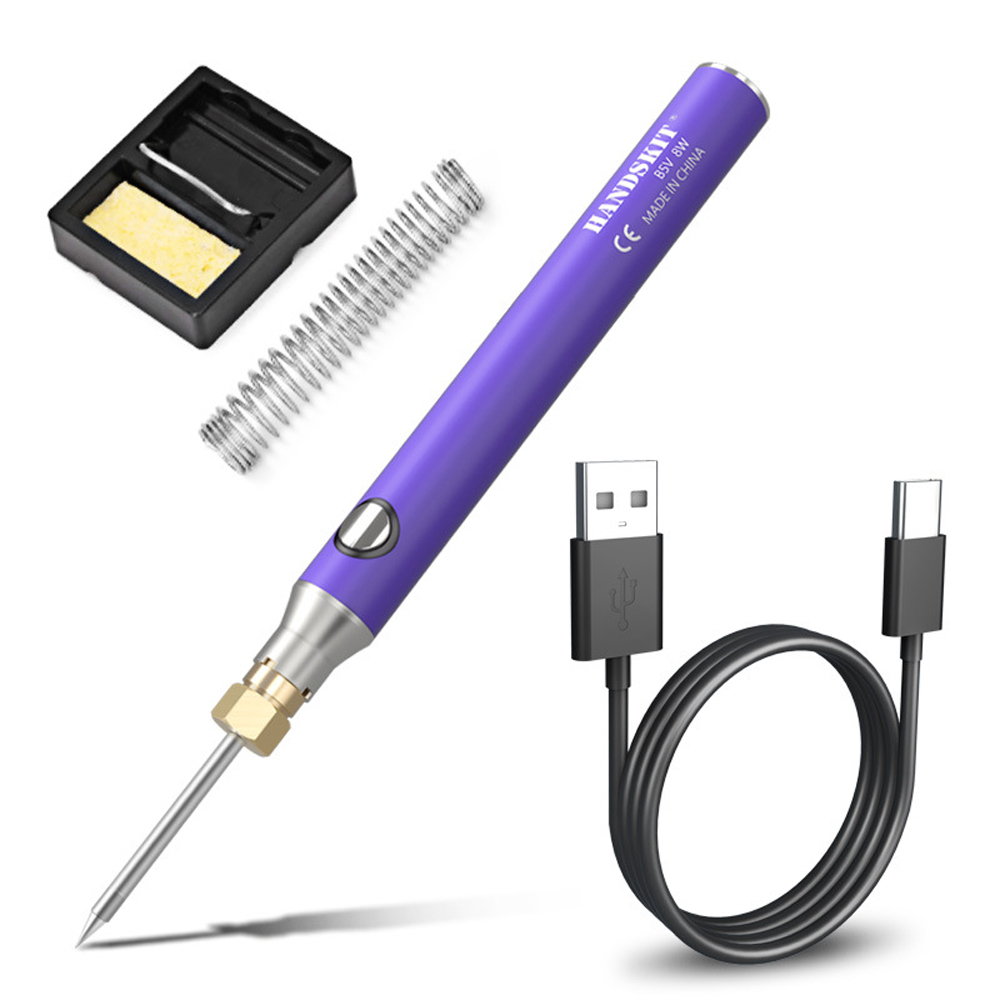 330~400°C 8W Handheld Portable Cordless Mini Electric Soldering Iron Temperature Adjustable Soldering Iron Household DIY Welding Tool Set