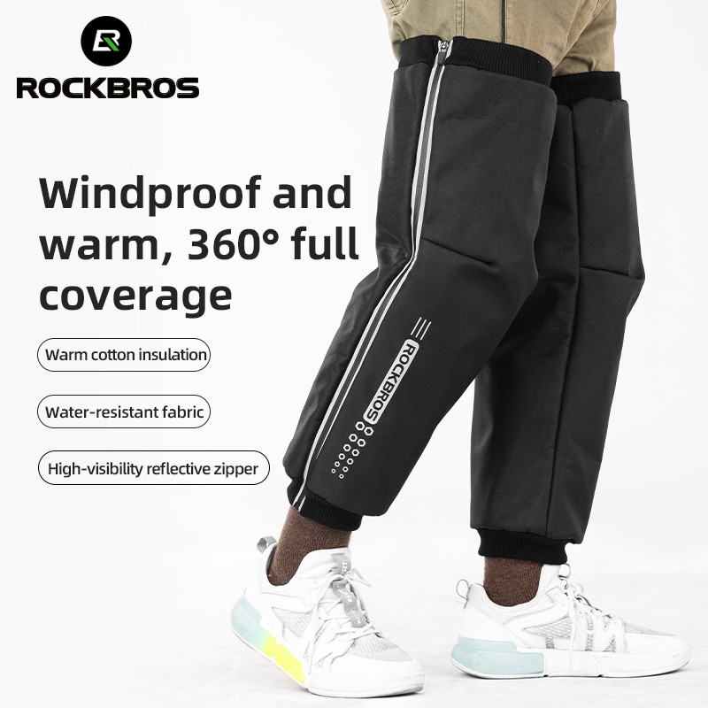ROCKBROS Motorcycle Warm Knee Pads Windproof Thickened Cotton Reflective Winter Universal Knee Pads for Electric Vehicle Motorcycle Riding