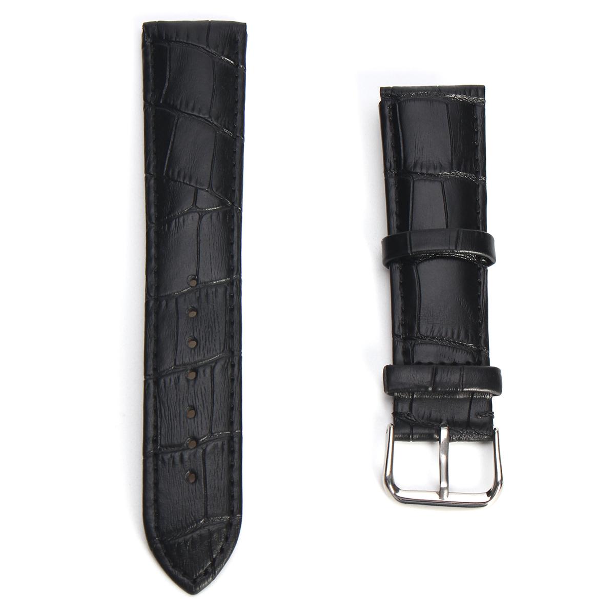 22MM Genuine New Leather Strap Band Bamboo Grain For Bul ova Watch Black / Brown - 22MM black