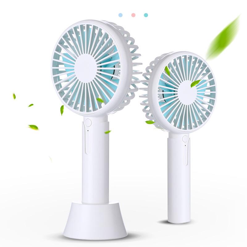 Portable Rechargeable Mini Fan Air Cooler Operated Hand Held Universal Serial Bus 18650 Battery - White