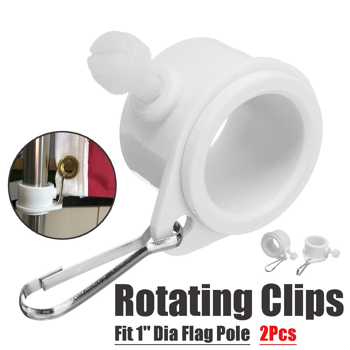 2 Pcs New Flagpole ROTATING CLIPS Fit 1" Dia Flag Pole Tangle Free Mounting Rings wb -