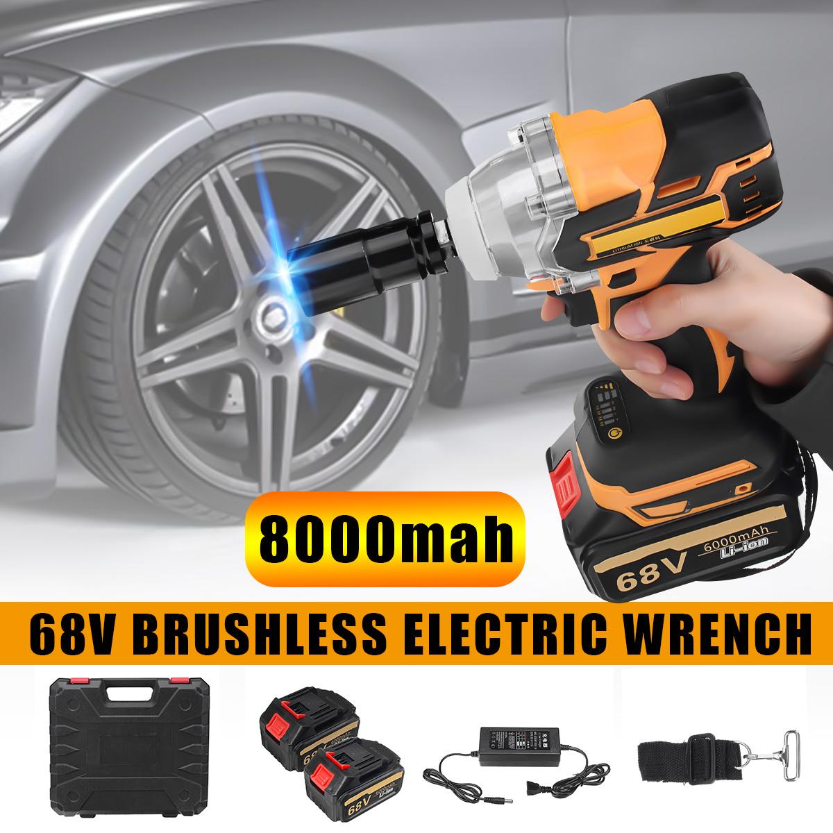 68V 8000mAh New Electric Impact Wrench Cordless Brushless With 2 Rechargeable Battery - 8000mah