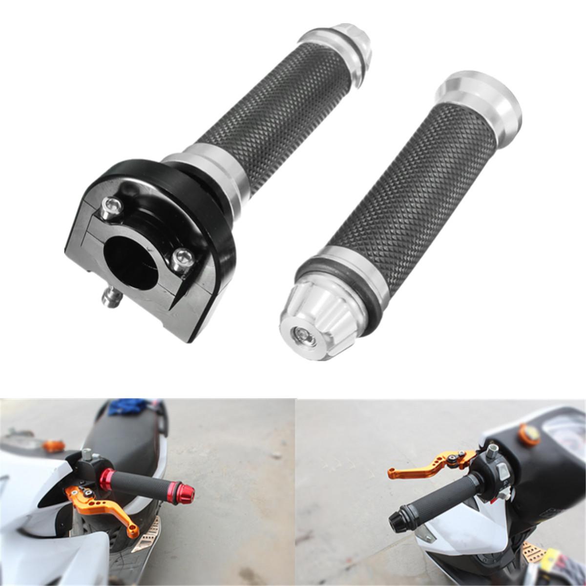 1 PAIR CNC Hand handlebar Grips W/ Throttle Tube Lever Control Scooter Sport Dirt Bike Motorcycle #Silver - silver