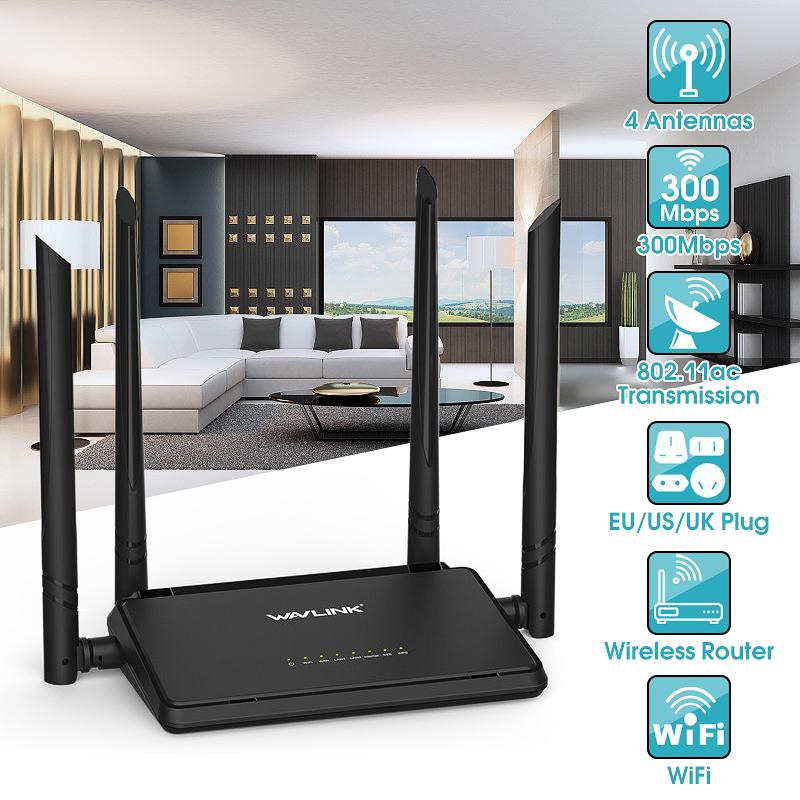 Wavlink 802.11AC Smart WIFI 300㎡ Coverage 4 Antennas 300Mbps Wireless with UK Plug - UK plug