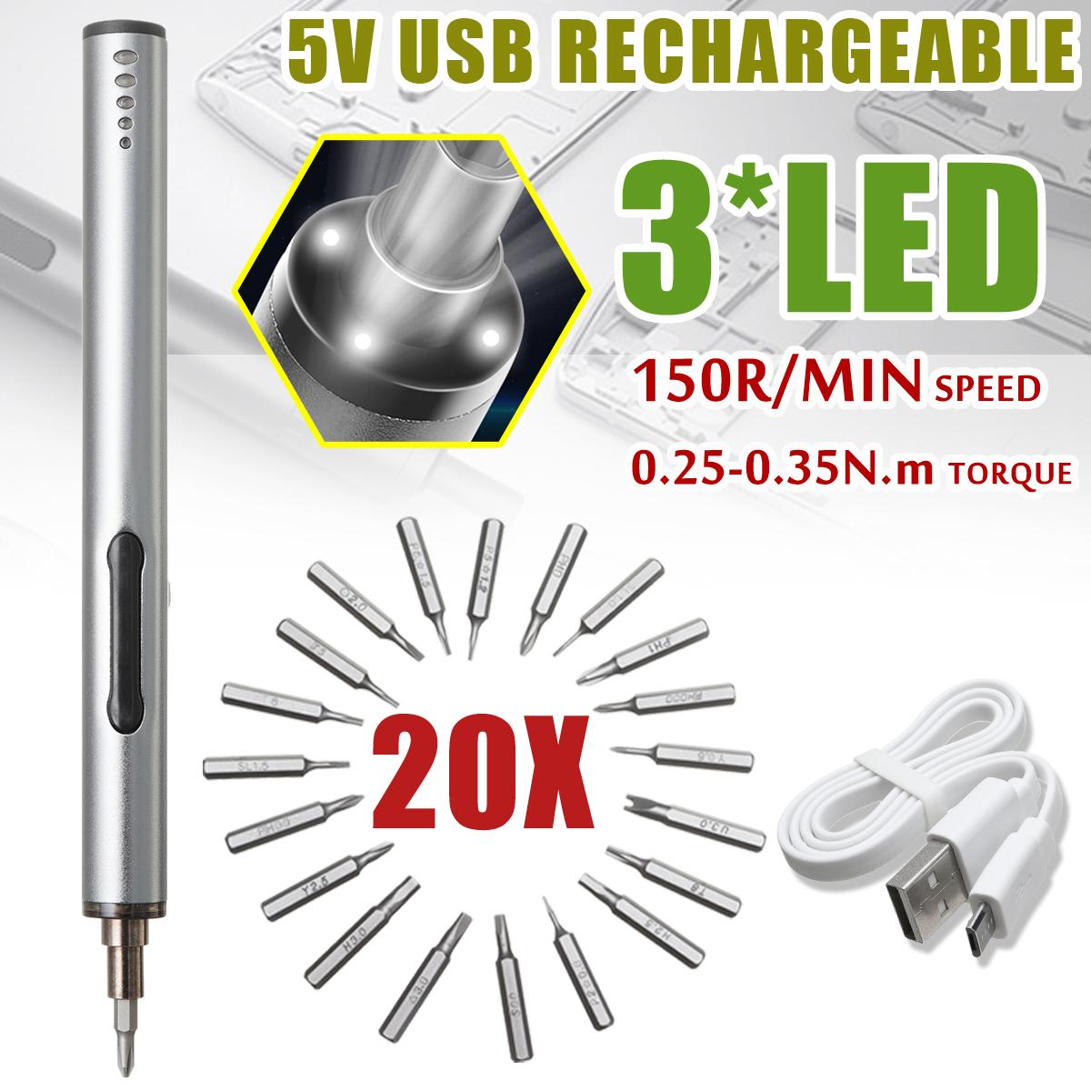 22 In1 New 3.7V Cordless Electric Screwdriver Universal Serial Bus Rechargeable 3*LED Lamp Home Tool -
