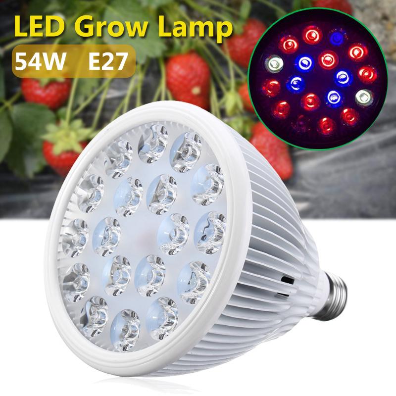 54W E27 LED Grow Light Lamp for Plants Hydroponic Indoor Flower Full Spectrum
