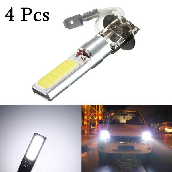 4Pcs Super HOT SELL New Bright White Headlight DC12V LED H3 COB Light Bulb Fog Running Light Bulb White -