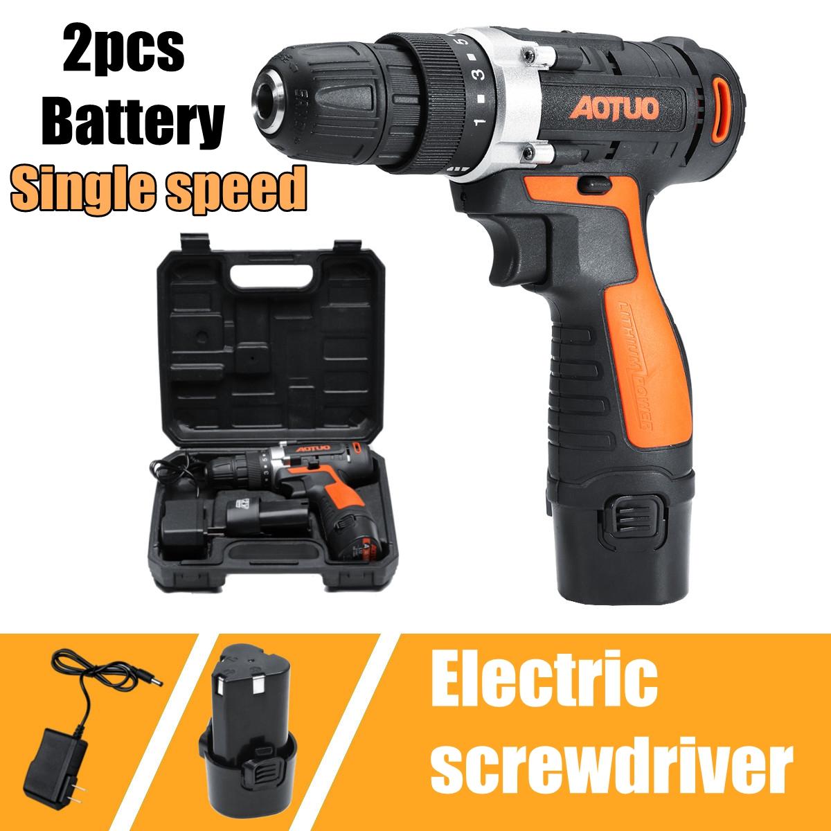 12V Cordless HOT SELL New Electric Screwdriver Drill Driver 2 Li-ion Battery 350rpm LED Light - Two speed
