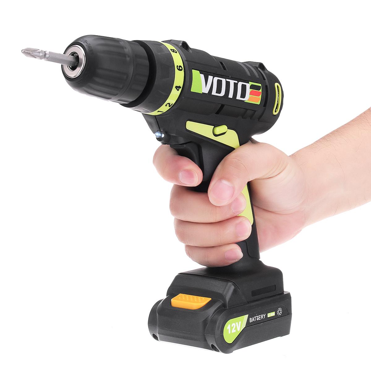 VOTO AC100-240V New 12V Cordless Rechargeable Power Drill Electric Screwdriver for Punching Screw -