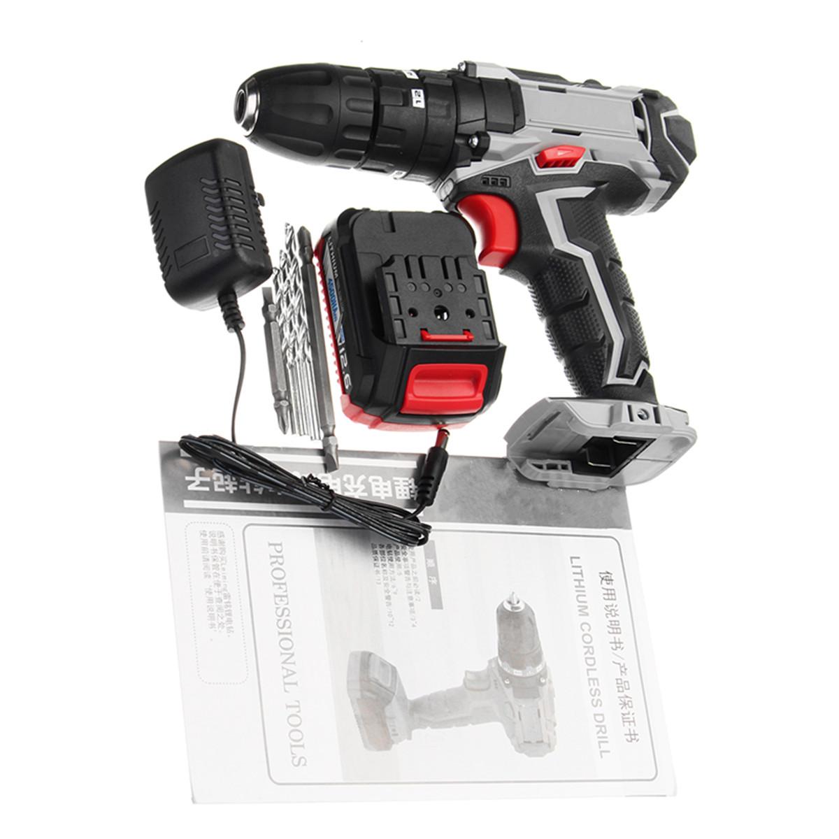 12V Electric HOT SELL New Cordless Double Speed Screwdriver Drill Power Tool Rechargeable -