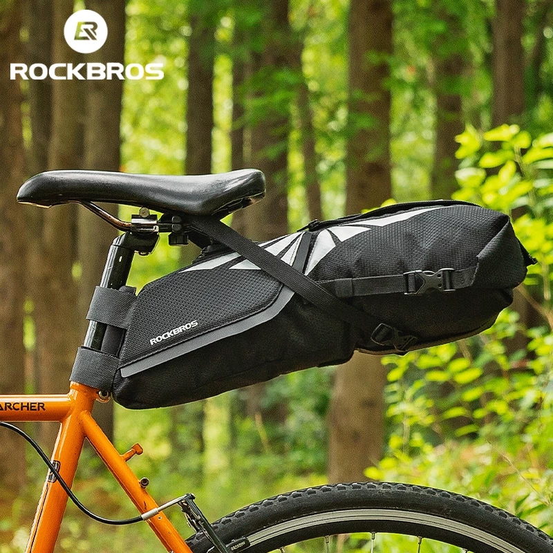ROCKBROS Waterproof Bicycle Bag 8L Large Capacity Bicycle Saddle Bag Cycling Foldable Rear Bag Fit MTB Road