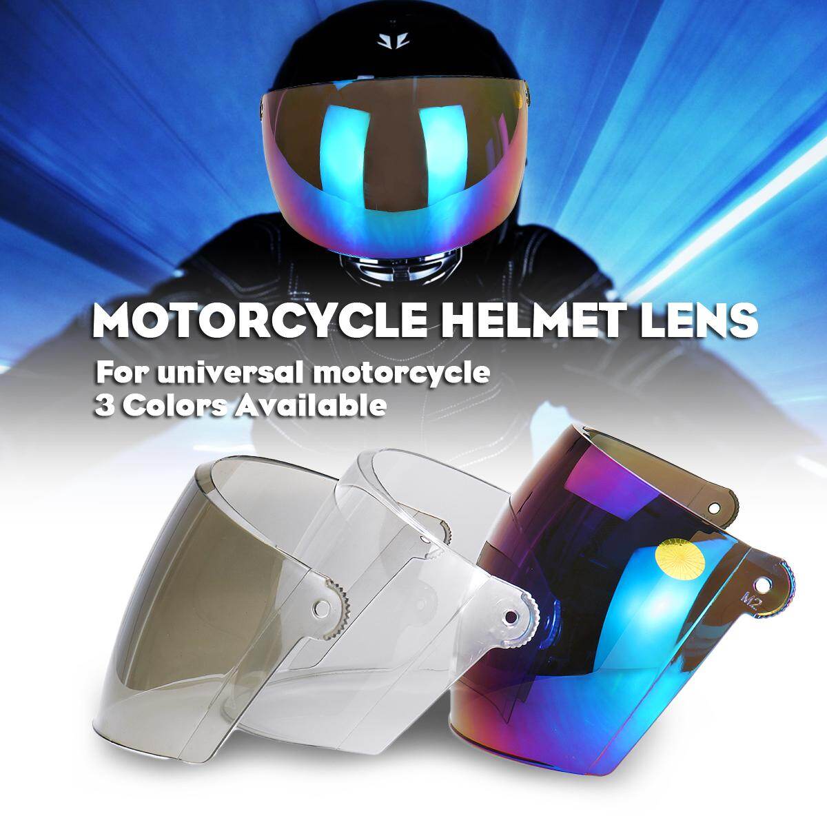 Universal 3 Snap Flip Up Visor Shield Lens for Retro Open Face Motorcycle Helmet