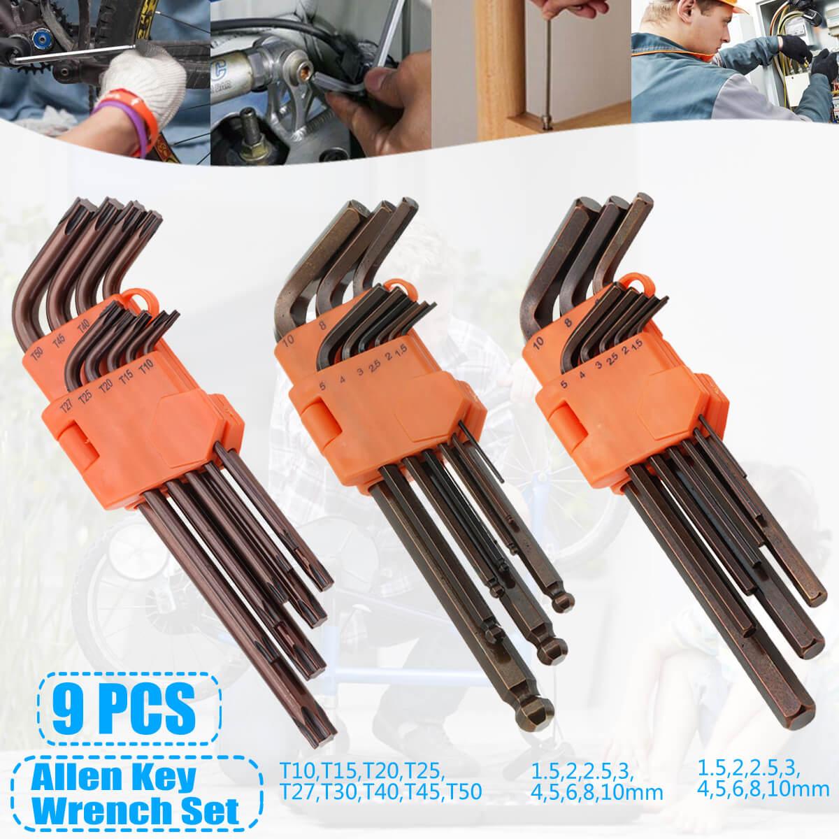9PCS 1.5mm-10mm Hexagon Hex Allen Key Set Wrench Cycling Repair Tool Kit Spanner Suit Repair Bicycle Hand Tool