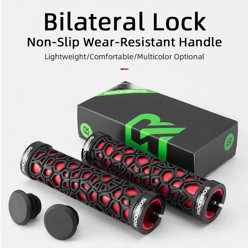 ROCKBROS Cycling Bike Bicycle Handlebar Grips Rubber Lock-on Light Grip For MTB Folding Bike Fixed Design Bike Parts Fit 2.22cm