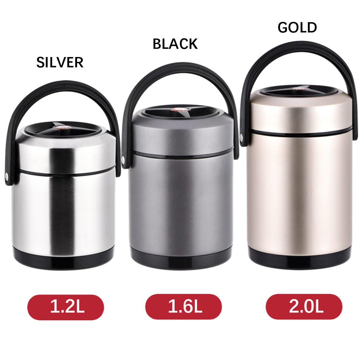 Vacuum Insulated Lunch Box Stainless Steel 3 Tiers Hot Thermal Food Container #1.2L - 1.6L- Tyrant Gold