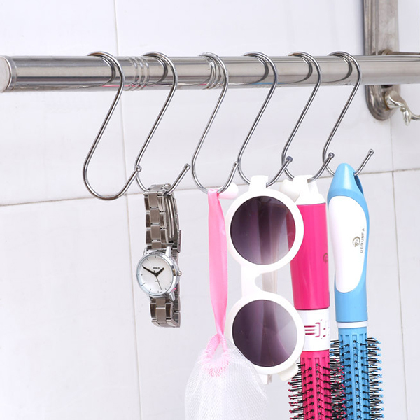 10 Pcs HOT SELL Stainless Steel Hanger Clasp Rack S Shape Hooks Clothes Pot Pan Cloth Hanger-Silver