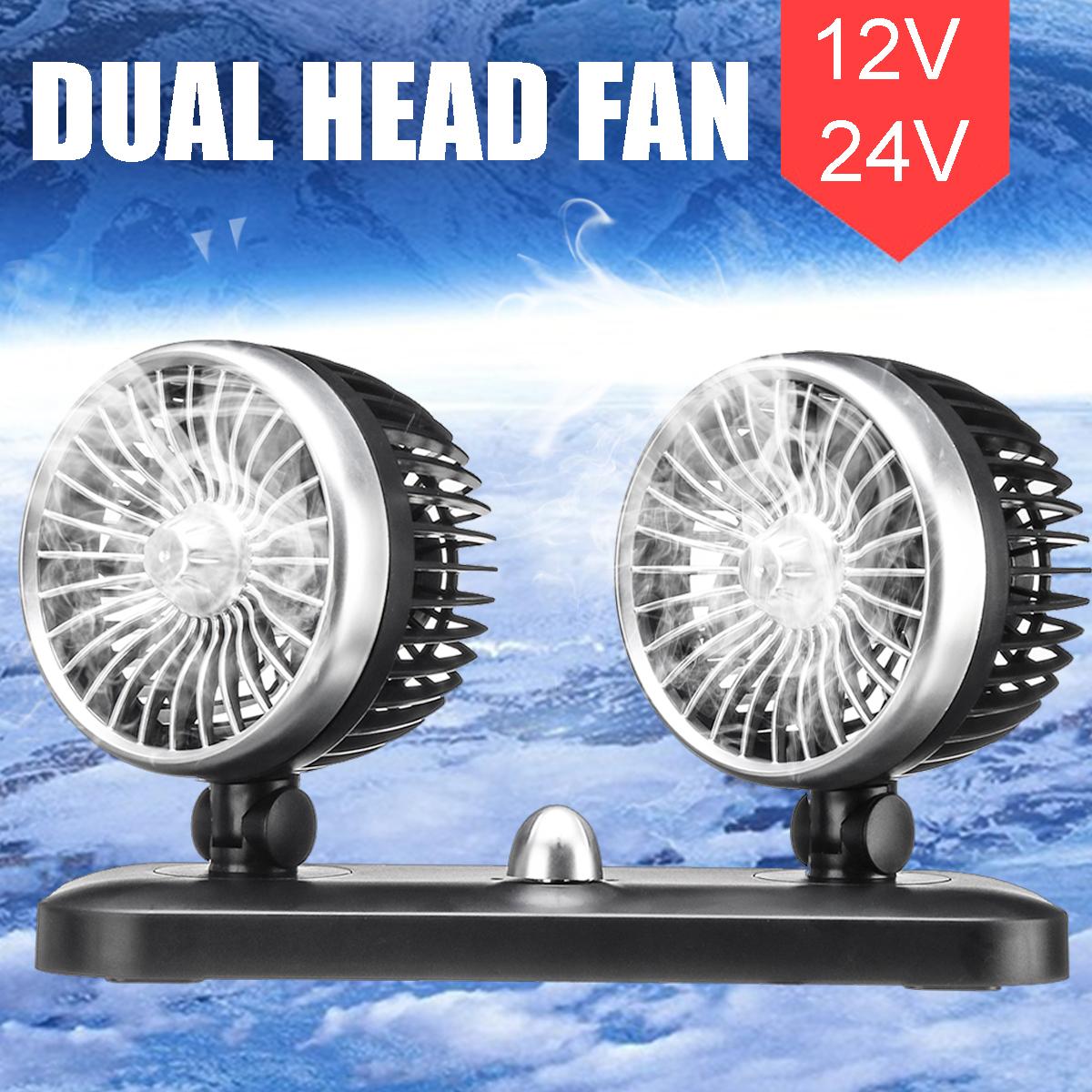 DC 12V HOT SELL New Car Dash Dual Headed Air Conditioner Cooling Cooler Fan Two Speed Portable Low Noise, Strong Wind - 12V