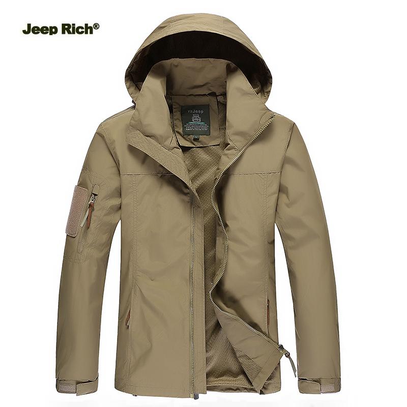 Size M-3XL Men Outdoor Casual Autumn Polyester Zipper Warm Coat Jacket Outwear - Khaki L