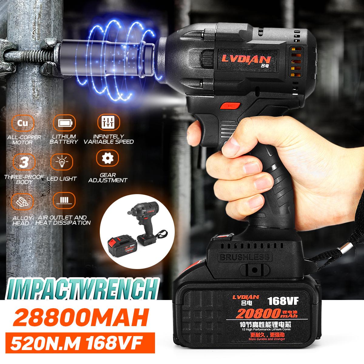 168VF 20800mAh HOT SELL New Electric Infinitely Impact Wrench Cordless Speed Brushless Impa -