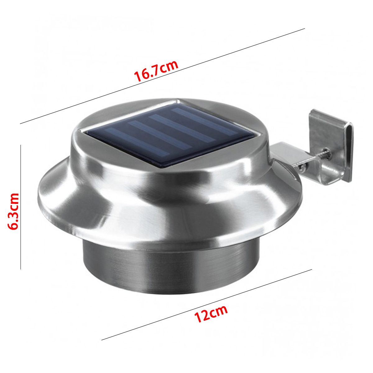 (2 Types) New 1Pc Stainless Steel Solar Energy Sink Lamp 3 LED Solar Light Waterproof Warm / Cold Light for Fence Street Garden Outdoor Lighting - Type B Steel(White Light)