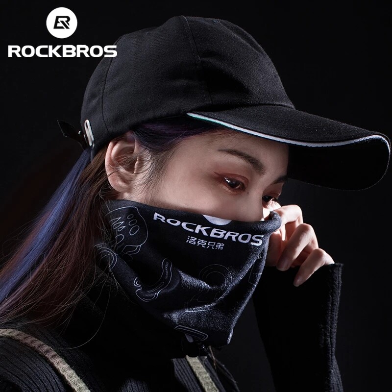 ROCKBROS Cycling Sports Face Mask Fleece High Elasticity Breathable Running Bicycle Scarf Bike Fishing Ski Warm Mask Bandana Men
