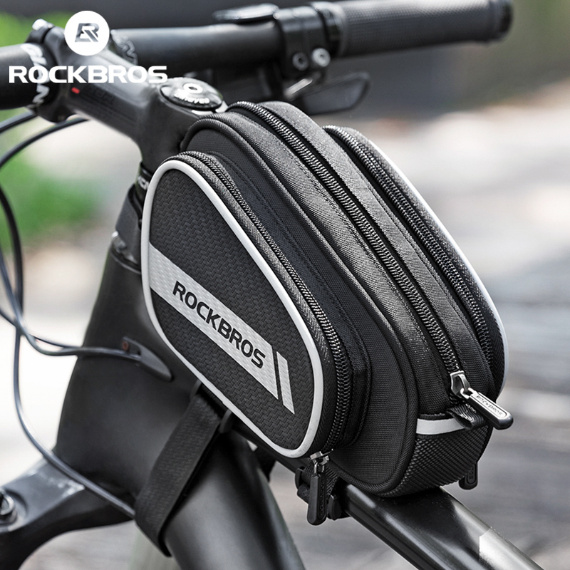 ROCKBROS Bike Top Tube Bag Reflective Strip Scalable Big Capacity MTB Bicycle Saddle Bag Bike Front Bag