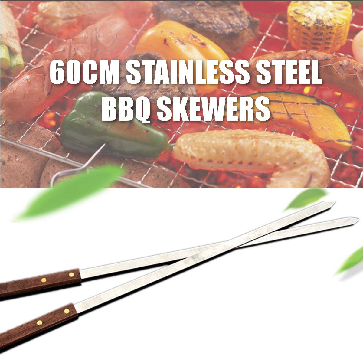 23.5'' BBQ Stainless Steel Skewers Long Handle Grill Fork Skewers Kebab Xmas New -