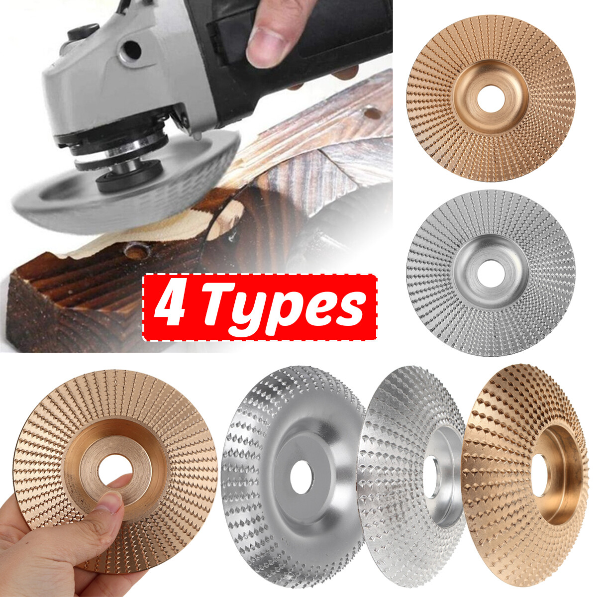 Wood Sanding premium Carving Shaping Disc For Angle Grinder Grinding Wheel Tool Flat Arc - new arc Rose Gold 100mm