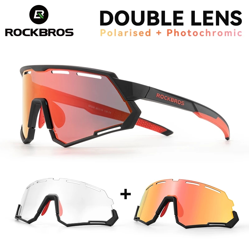 ROCKBROS Bicycle Glasses Polarized Photochromic Lens Bike Sunglasses MTB Road Goggle Eyewear Sport Sun Protection