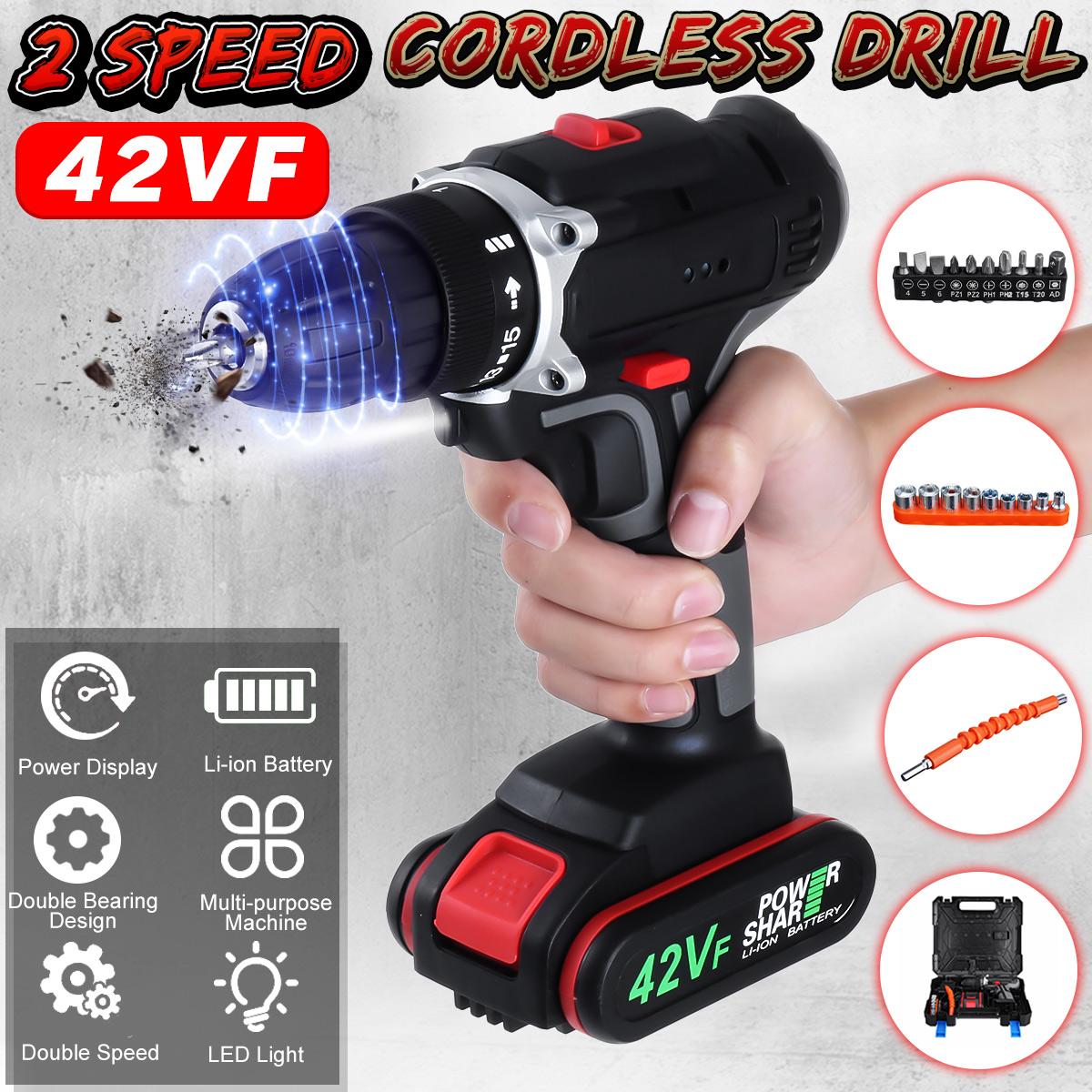 42V Cordless New Rechargeable Impact Driver Drill Screwdriver Torque Kit -