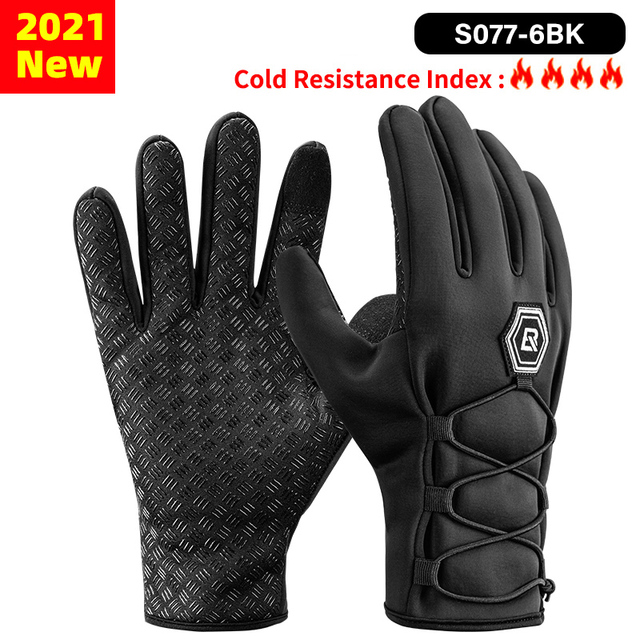 ROCKBROS Cycling Winter Gloves Windproof Touch Screen Non-slip Bike Gloves MTB Full Finger Gloves Bicycle Bike Equipment
