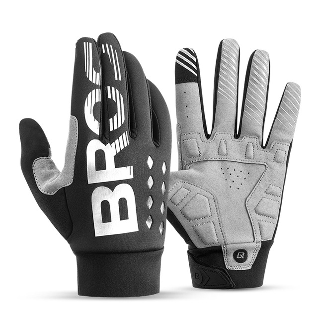 ROCKBROS Cycling Gloves Shockproof Wear Resistant SBR Men Women Full Finger Windproof Gloves Breathable Lengthen Warm MTB Glove