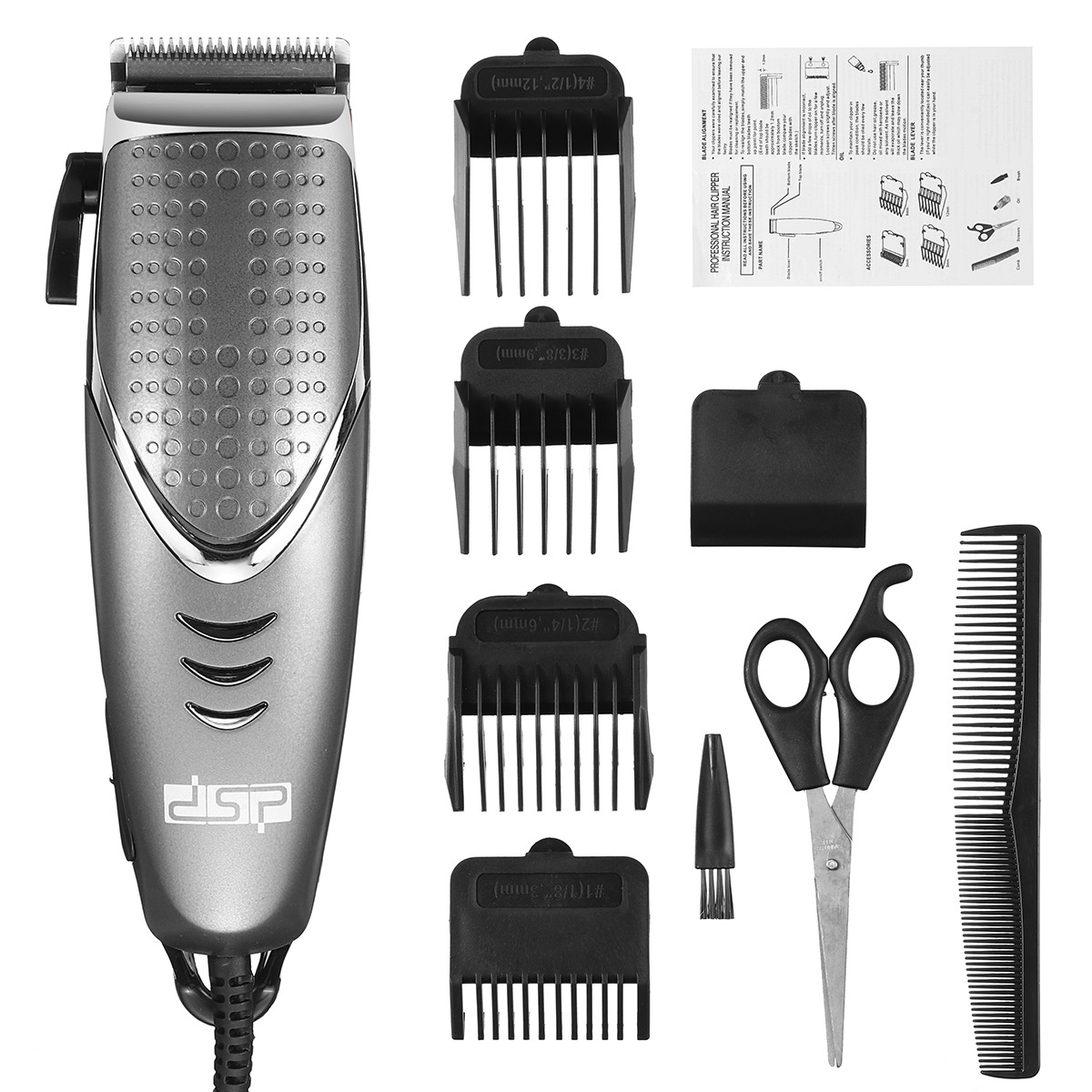 Professional Men Electric Hair Clipper Trimmer Haircut Machine Barber Tools 220V - Silver