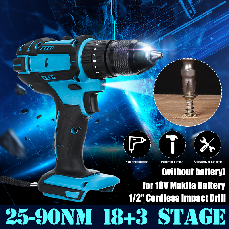 Cordless Electric HOT SELL Impact Wrench Drill Driver Hammer For Makita 18V-Blue