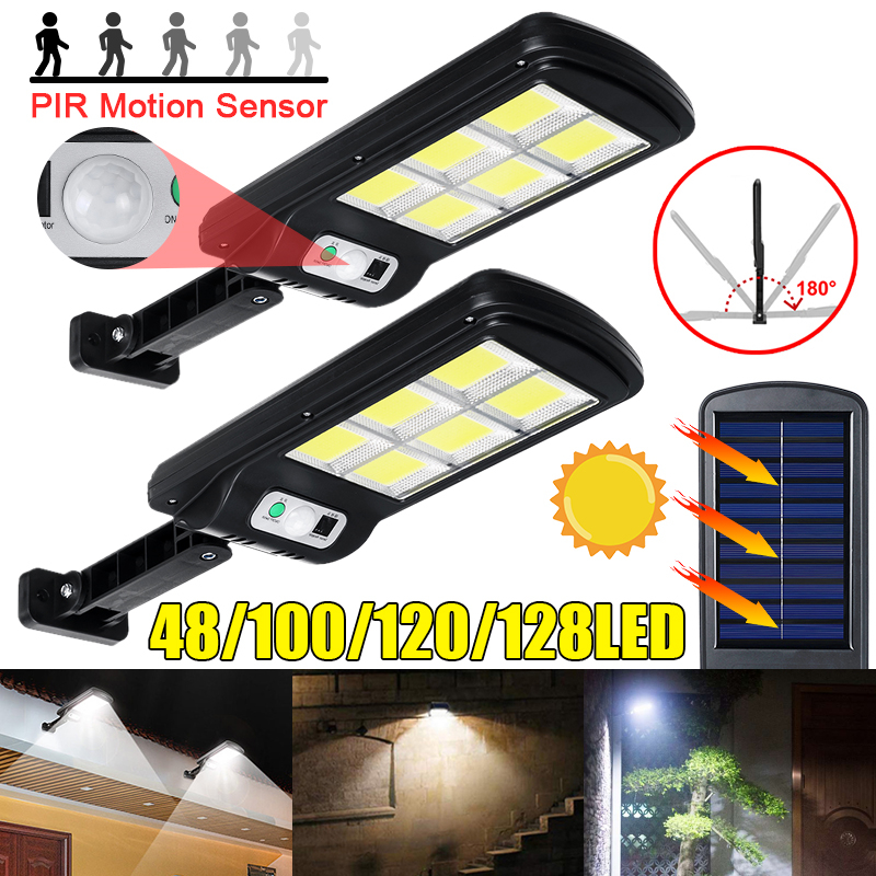 50/100/150/300W Solar Power COB LED Street Light Waterproof IP65 PIR Motion Sensor with/without Remote Control Wall Lamp for Outdoor Garden Yard Park Security - 150W 120LED Without Remote