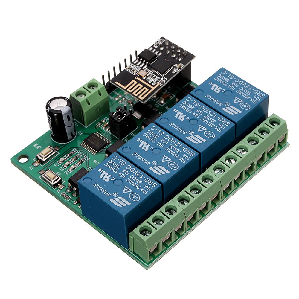 ESP8266 12V WiFi relay IOT smart home phone APP remote switch four way