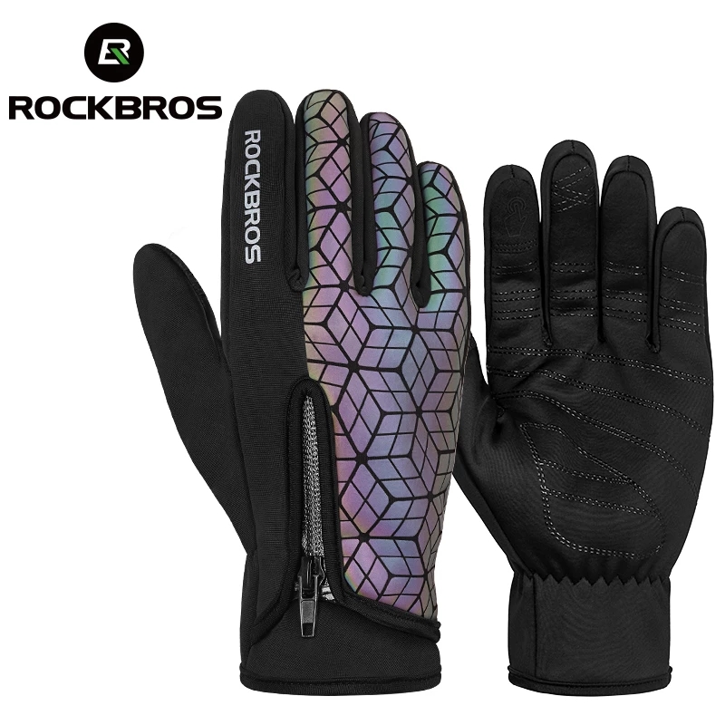 ROCKBROS Windproof Cycling Gloves Touch Screen Riding MTB Bike Bicycle Gloves Thermal Warm Motorcycle Bike Gloves
