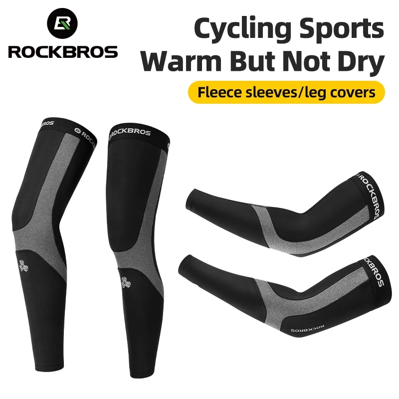 ROCKBROS Warm Fleece Bicycle Arm Sleeves Legwarmers Men Sports Bike Sleeves Cycling Leg warmers