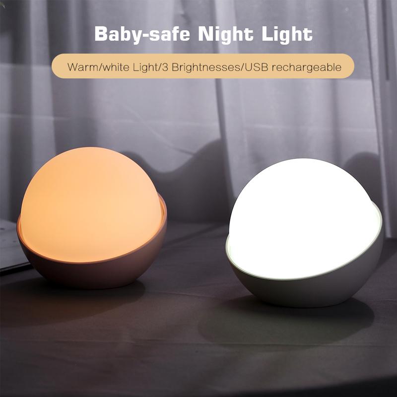 AUGIENB LED Best-selling Night Light Portable Silicone Eye Caring Nursery Night Lamp Romantic Dim Mood lamp,Bedside Lamp, Baby BPA-Free Adjustable Brightness Warm/White Light - Pink